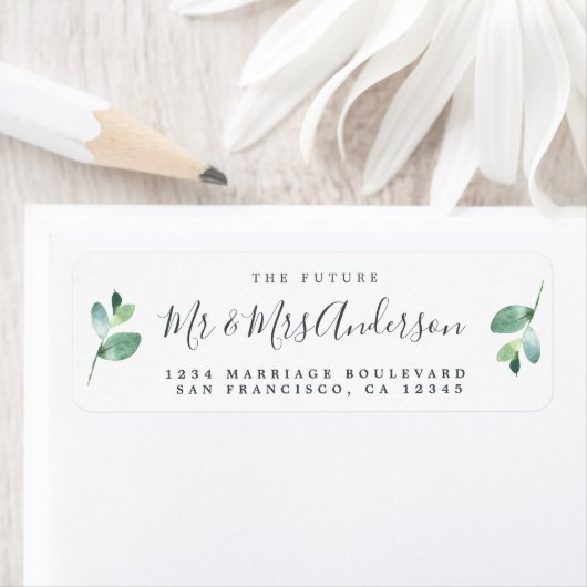 Étiquette Chic Script Future M. Mme Mariage Adresse de retou (En situation)