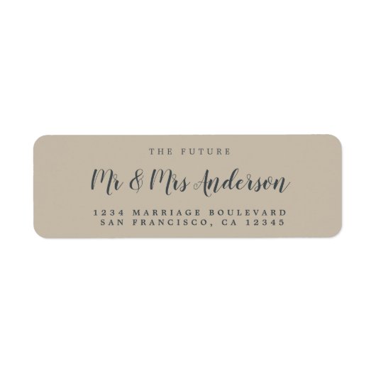 Étiquette Chic Script Future M. Mme Mariage Adresse de retou (Devant)