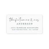 Étiquette Chic Script Future M. Mme Mariage Adresse de retou (Devant)