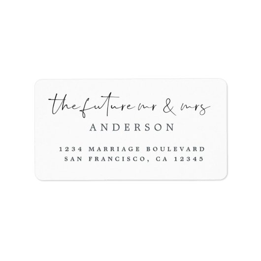 Étiquette Chic Script Future M. Mme Mariage Adresse de retou (Devant)