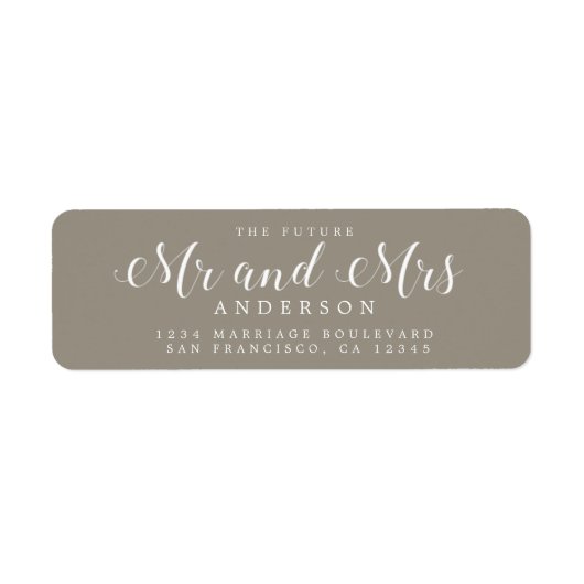 Étiquette Chic Script Future M. Mme Mariage Adresse de retou (Devant)