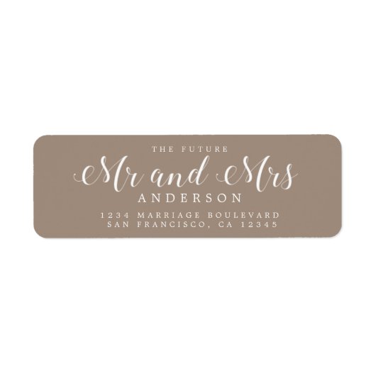 Étiquette Chic Script Future M. Mme Mariage Adresse de retou (Devant)
