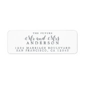 Étiquette Chic Script Future M. Mme Mariage Adresse de retou (Devant)