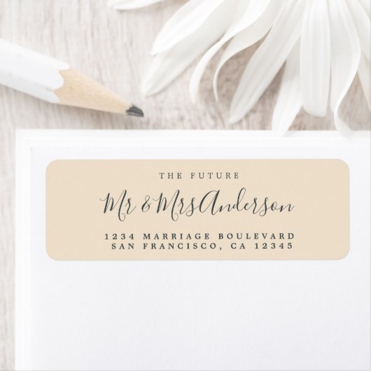 Étiquette Chic Script Future M. Mme Mariage Adresse de retou (En situation)