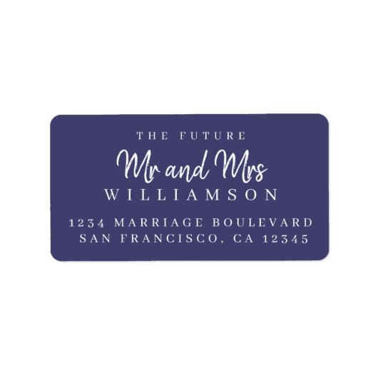 Étiquette Chic Script Future M. Mme Mariage Adresse de retou (Devant)