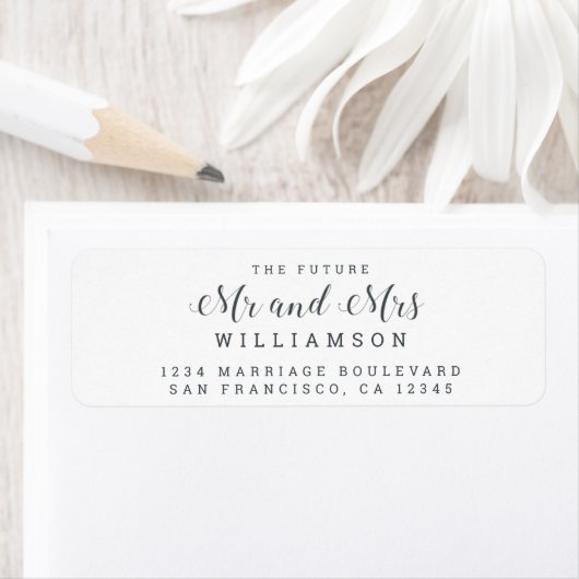 Étiquette Chic Script Future M. Mme Mariage Adresse de retou (En situation)