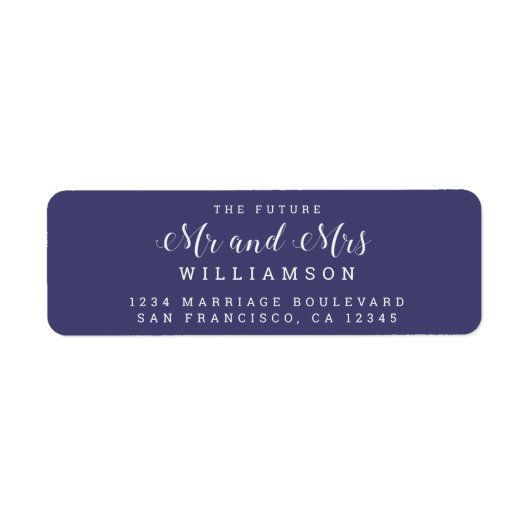 Étiquette Chic Script Future M. Mme Mariage Adresse de retou (Devant)