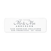 Étiquette Chic Script Future M. Mme Mariage Retour Adresse (Devant)