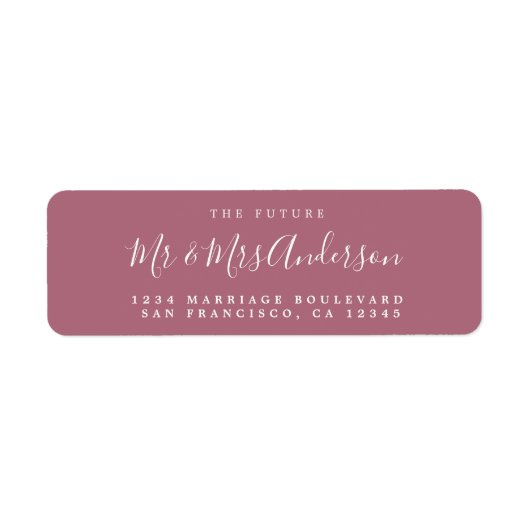 Étiquette Chic Script Future M. Mme Mariage Retour Adresse L (Devant)