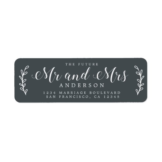 Étiquette Chic Script Future M. Mme Off-Black Adresse de ret (Devant)