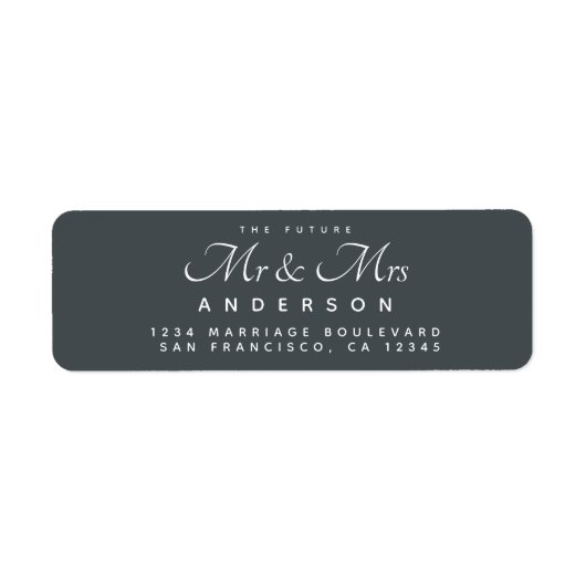 Étiquette Chic Script Future M. Mme Off-Black Adresse de ret (Devant)