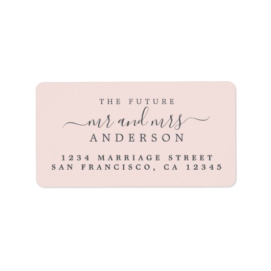 Étiquette Chic Script Future M. Mme Pink Mariage Adresse (Devant)