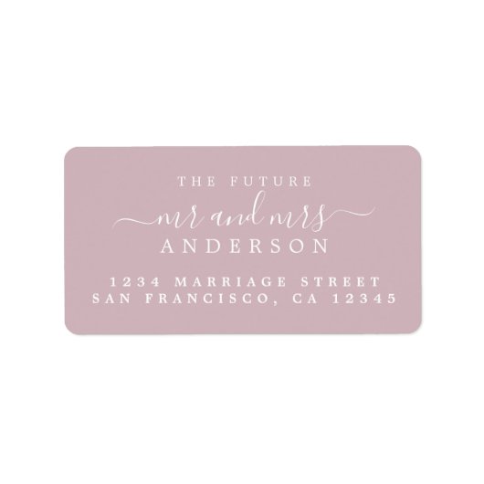Étiquette Chic Script Future M. Mme Purple Mariage Adresse (Devant)