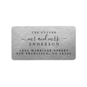 Étiquette Chic Script Future M. Mme Silver Adresse de retour