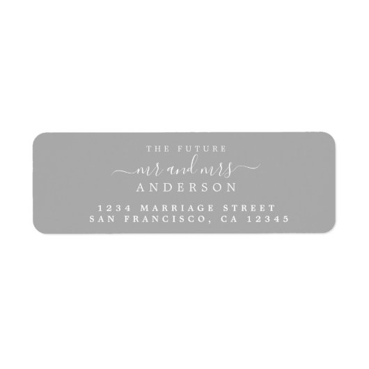 Étiquette Chic Script Future Mr Mrs Adresse de retour de mar (Devant)