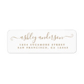 Étiquette Chic Script Gold Ink Nom Adresse de retour (Devant)