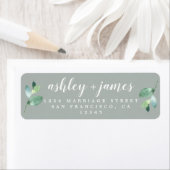 Étiquette Chic Script Green Foliage Mariage Adresse de retou (En situation)