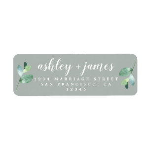 Étiquette Chic Script Green Foliage Mariage Adresse de retou