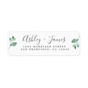Étiquette Chic Script Green Foliage Mariage Adresse de retou