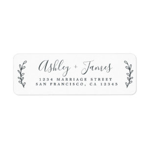 Étiquette Chic Script Green Foliage Mariage Adresse de retou