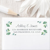 Étiquette Chic Script Green Foliage Mariage Adresse de retou (En situation)
