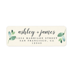 Étiquette Chic Script Green Foliage Mariage Adresse de retou
