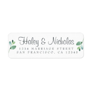 Étiquette Chic Script Green Foliage Mariage Adresse de retou