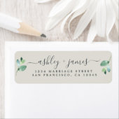 Étiquette Chic Script Green Foliage Mariage Adresse de retou (En situation)