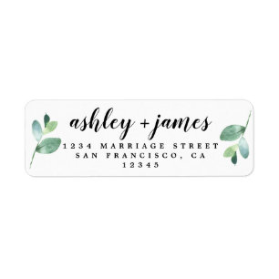 Étiquette Chic Script Green Foliage Mariage Adresse de retou