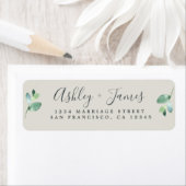 Étiquette Chic Script Green Foliage Mariage Adresse de retou (En situation)