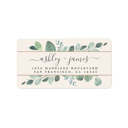 Étiquette Chic Script Greenery Mariage Ivory Adresse de reto (Devant)