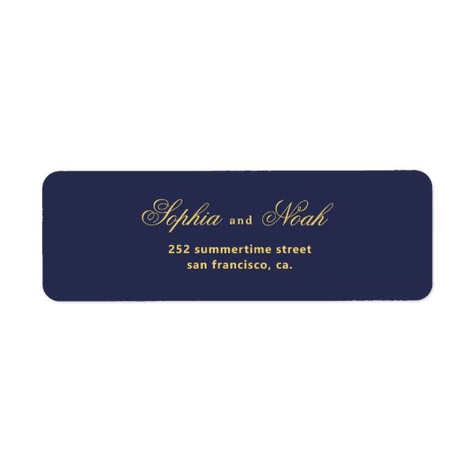 Étiquette Chic script marine or mariage adresse de retour (Devant)