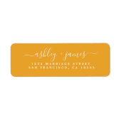 Étiquette Chic Script Mellow Yellow Mariage Adresse de retou (Devant)