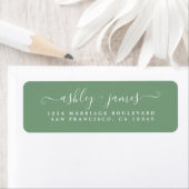 Étiquette Chic Script Mineral Green Mariage Adresse de retou (En situation)