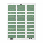 Étiquette Chic Script Mineral Green Mariage Adresse de retou (Feuille entière)