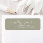 Étiquette Chic Script Moss Grey Mariage Adresse de retour (En situation)