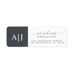 Étiquette Chic Script Mr Mme Monogram Adresse de retour