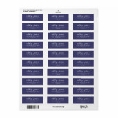 Étiquette Chic Script Navy Blue Mariage Adresse de retour (Feuille entière)