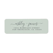 Étiquette Chic Script Pastel Green Mariage Adresse de retour (Devant)