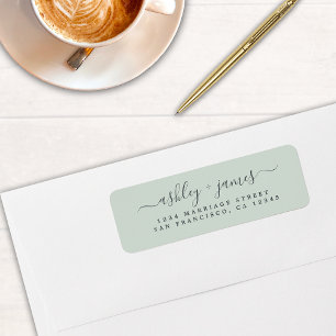 Étiquette Chic Script Pastel Green Mariage Adresse de retour