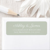 Étiquette Chic Script Pastel Green Mariage Adresse de retour (En situation)