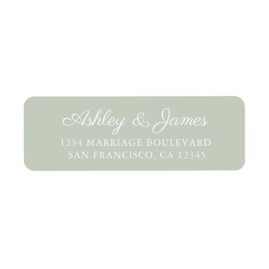 Étiquette Chic Script Pastel Green Mariage Adresse de retour (Devant)