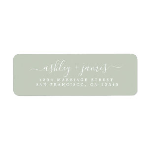 Étiquette Chic Script Pastel Green Mariage Adresse de retour