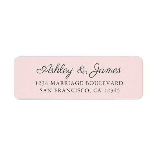 Étiquette Chic Script Pastel Mariage rose Adresse de retour (Devant)