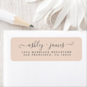 Étiquette Chic Script Pastel Mariage rose Adresse de retour (En situation)