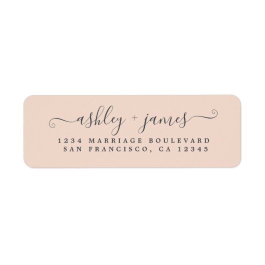 Étiquette Chic Script Pastel Mariage rose Adresse de retour (Devant)