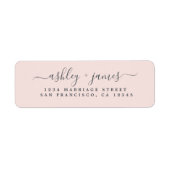 Étiquette Chic Script Pastel Mariage rose Adresse de retour (Devant)