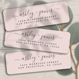 Étiquette Chic Script Pastel Mariage rose Adresse de retour