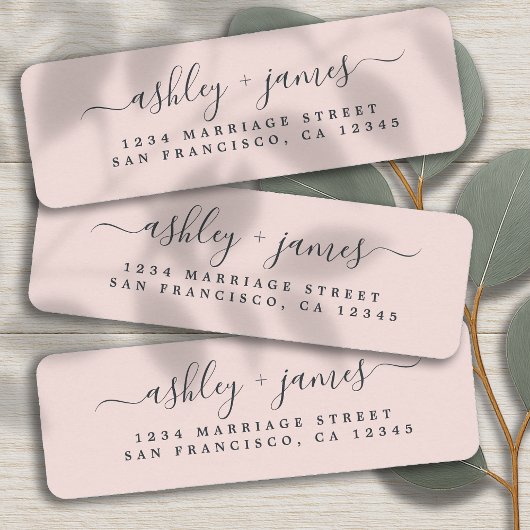 Étiquette Chic Script Pastel Mariage rose Adresse de retour