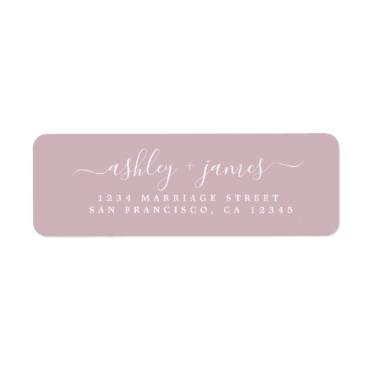 Étiquette Chic Script Pastel Purple Mariage Adresse de retou (Devant)